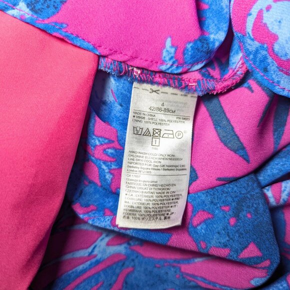 Banana Republic 4 Dress Tropical Print Knee Length Flutter Sleeves Pockets - Picture 8 of 9